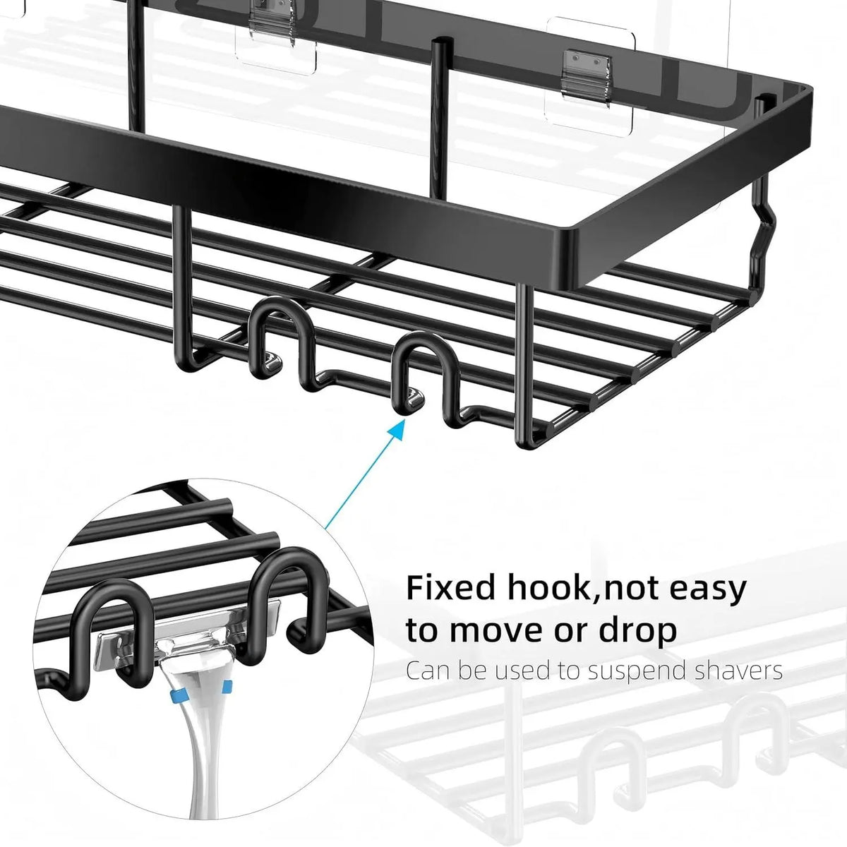 3-Pack Stainless Steel Shower Caddy Baskets with Soap Holder, No-Drilling Traceless Adhesive Wall Shelves, Rust-Resistance Black Bathroom Storage Organizer