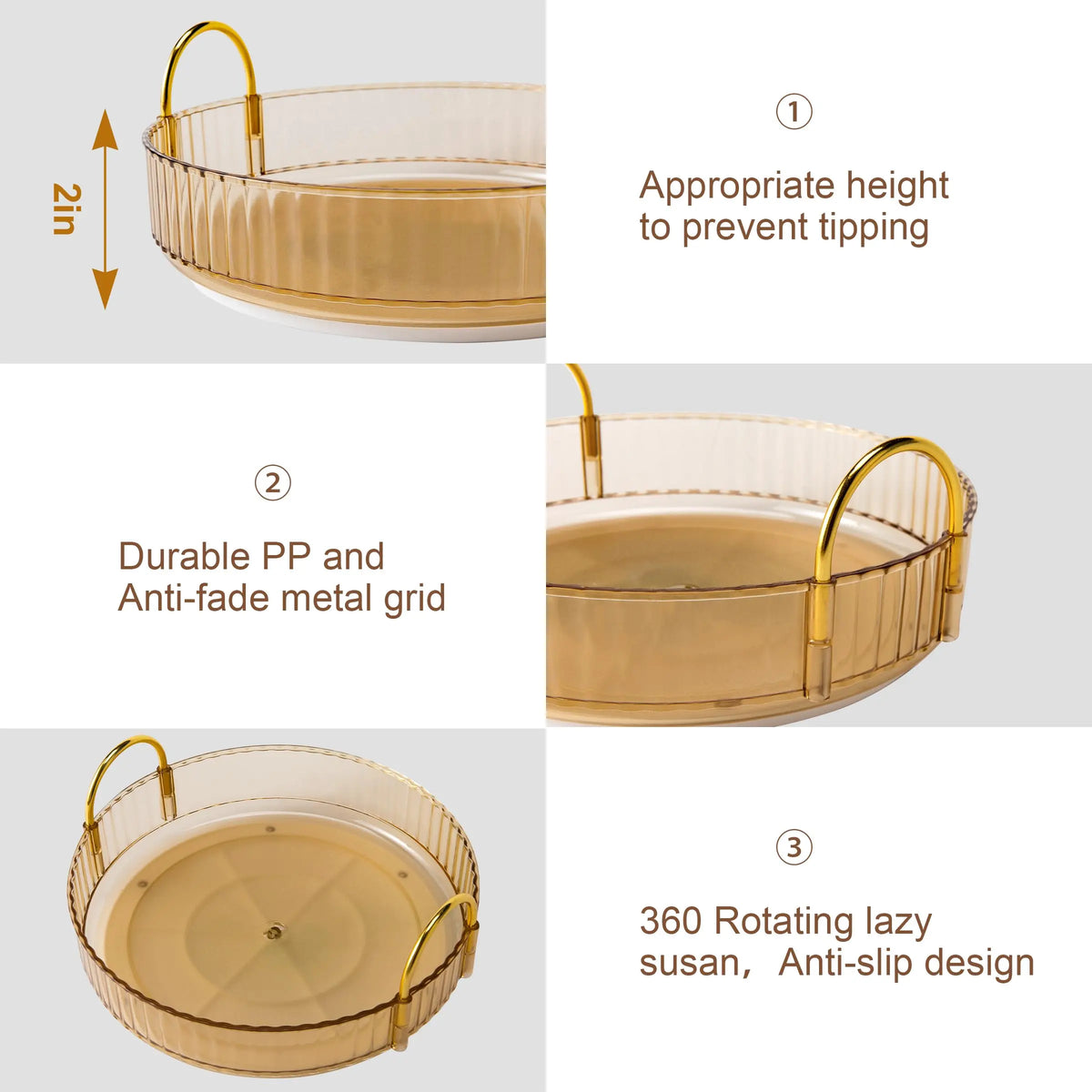 Natural Summertime 3-Tier Transparent Plastic Waterproof 360-Degree Rotating Makeup Organizer - Vanity Organization for Bathroom Counter, Large-Capacity Storage Organization for Skincare & Perfume, Dresser Countertop Organizer Storage, Water Proof, All-Pu