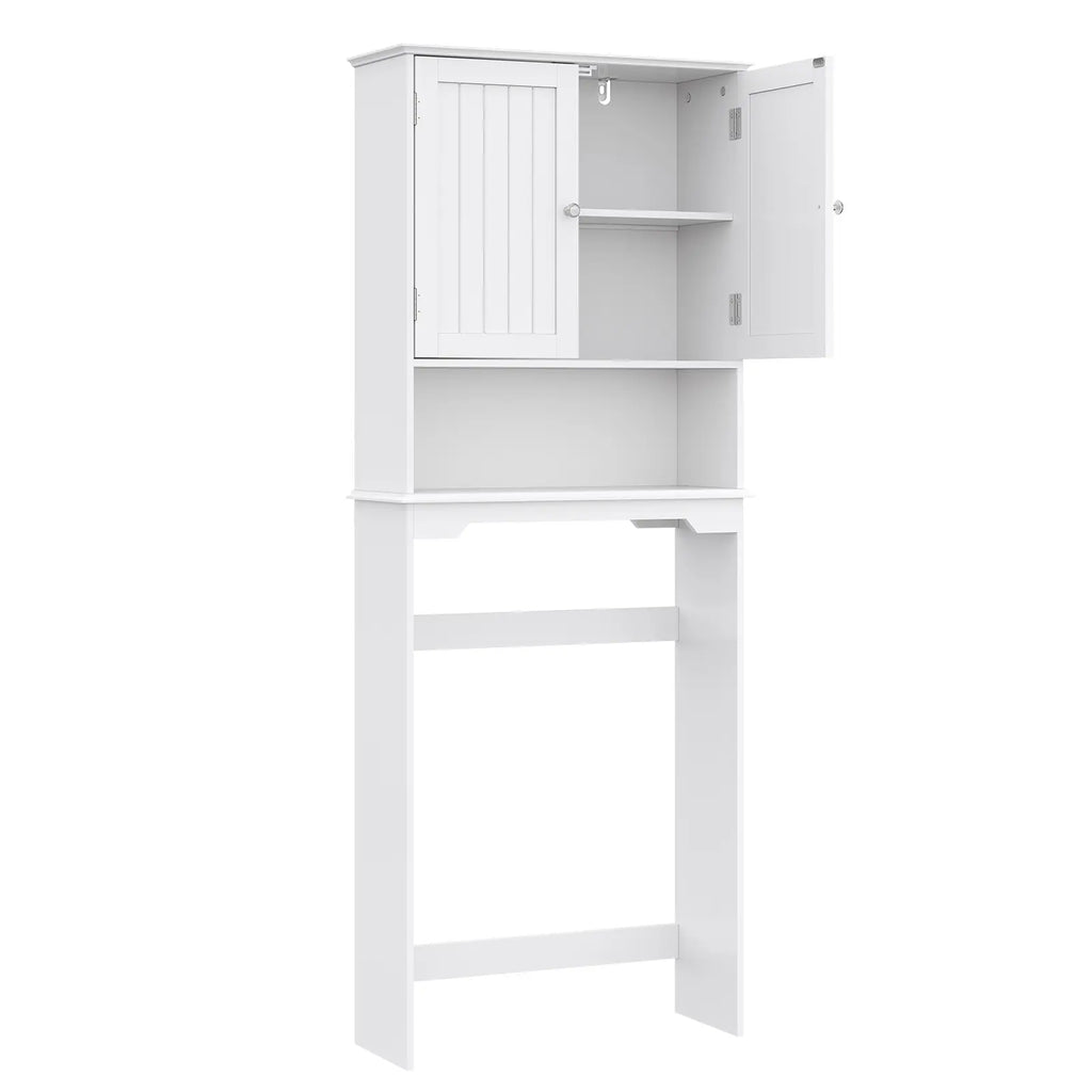 Sweetcrispy Over the Toilet Storage Cabinet, Bathroom Storage Cabinet Over Toilet with Double Doors and Adjustable Shelf, Freestanding Toilet Rack for Bathroom, Black
