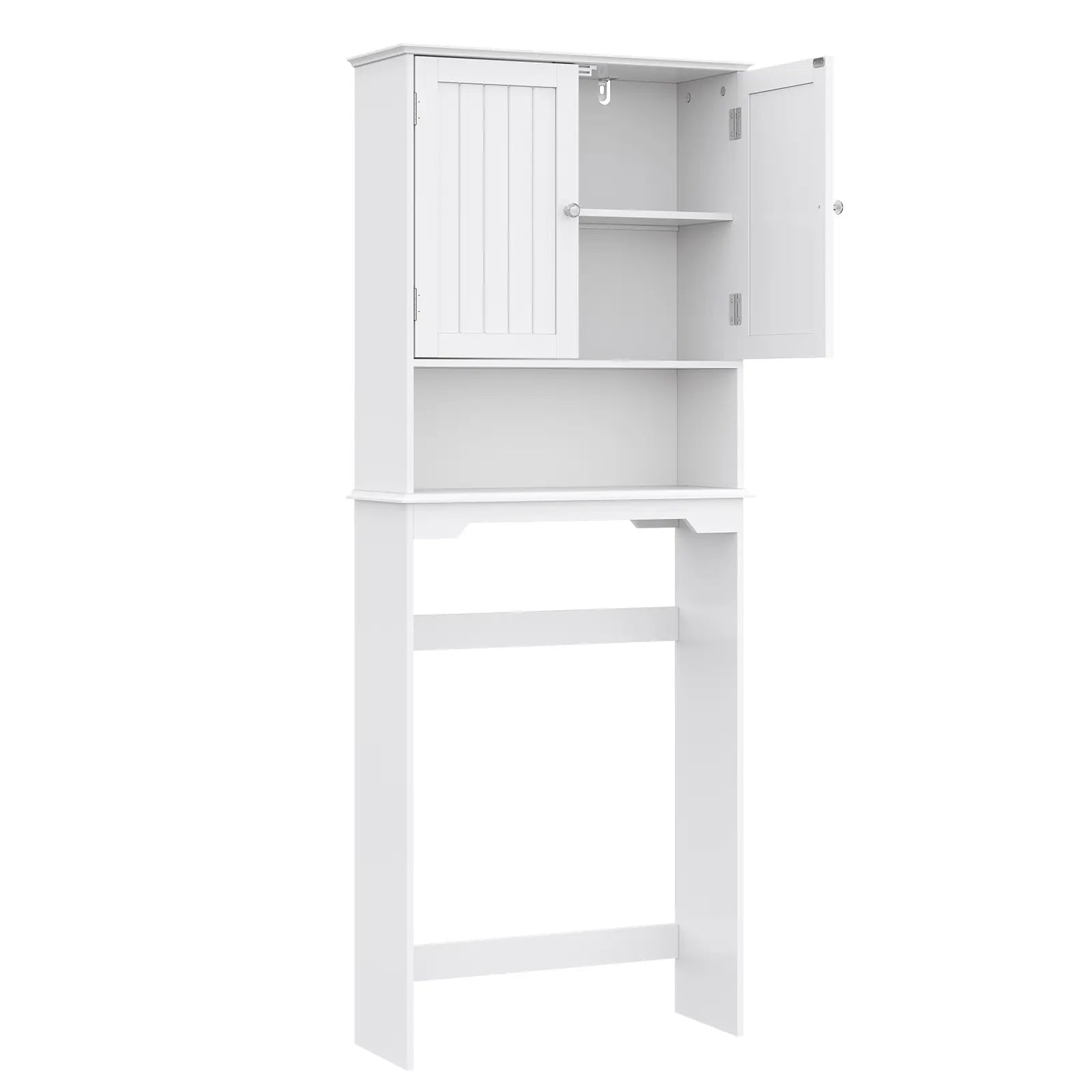 Sweetcrispy Over the Toilet Storage Cabinet, Bathroom Storage Cabinet Over Toilet with Double Doors and Adjustable Shelf, Freestanding Toilet Rack for Bathroom, Black