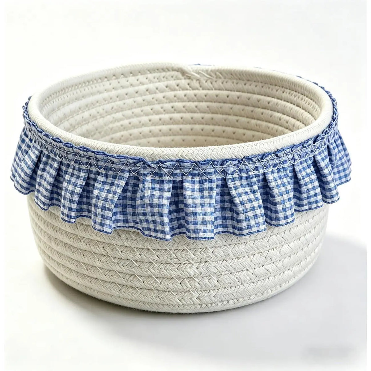 Round Storage Basket, Small Decorative Storage Bin for Bedroom, Kitchen, Office, Bathroom, Countertop Organizer, 8.3”D x 4.7”H