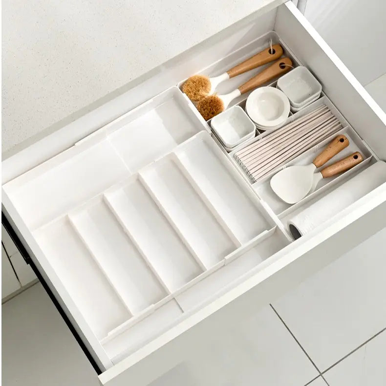 Expandable Drawer Organizer with Expands Lengthwise Compartments - Storage Organization Solution for Bathroom & Bedroom, Makeup Beauty Organizer Storage for Vanity & Desk Drawers, Boxes, Adjustable