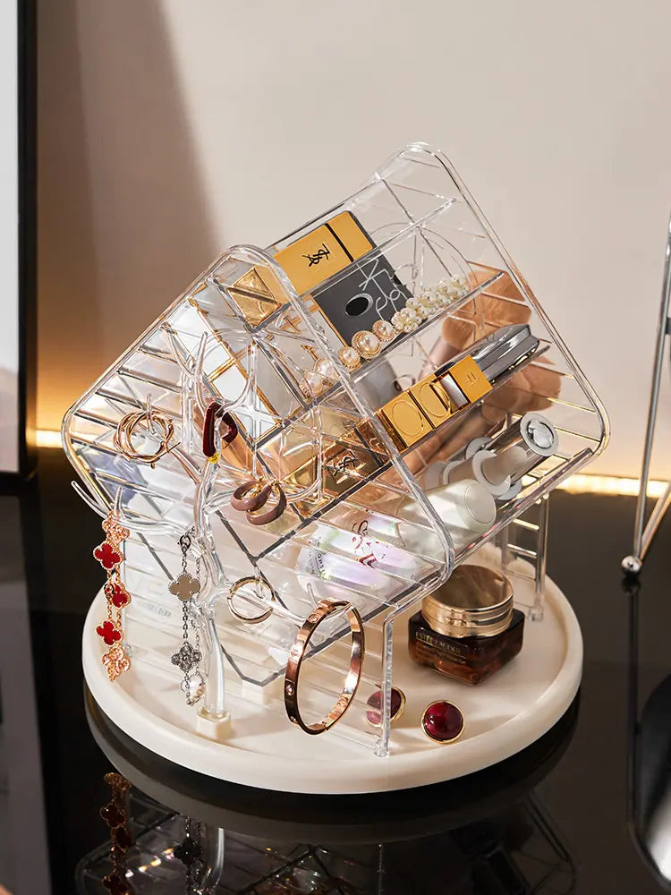 360° Rotating Makeup Organizer, Multi-Compartment Cosmetic Storage Organizer for Vanity, Clear Skincare & Jewelry Organizer with Large Capacity for Lipstick, Brushes, Perfume & Accessories,dorm room inspo,college dorm essentials,dorm haul