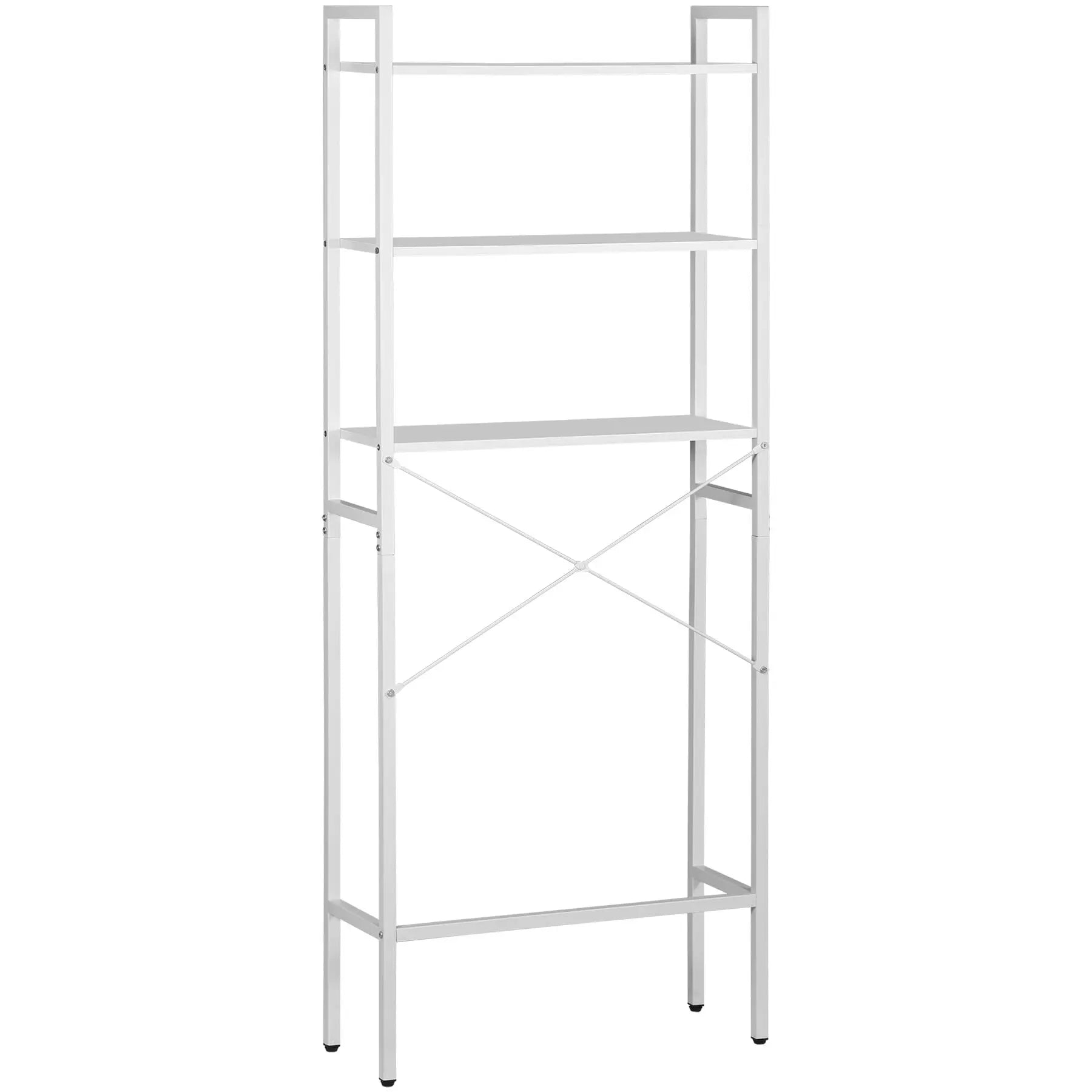 Segawe MDF Wood Over-the-Toilet Bathroom Organizer Rack Set - 3-Tier Shelves, X-Shaped Stability, Tank-Fit Legs, Metal Leg Support, Large Capacity White Home Decor Bathroom Organizing Accessory (Fits Behind Toilet Tank), Over-Toilet, Bathroom Organizers,