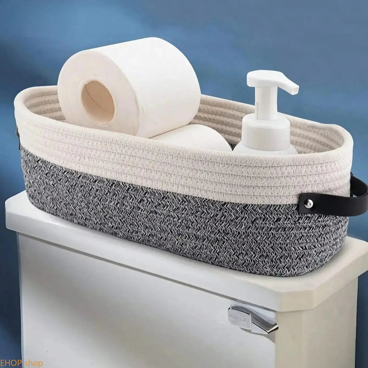 Boho Style Woven Storage Basket, Decorative Bathroom Organizer for Toiletries, Multi-Purpose Bohemian Household Basket with Durable Stylish Design