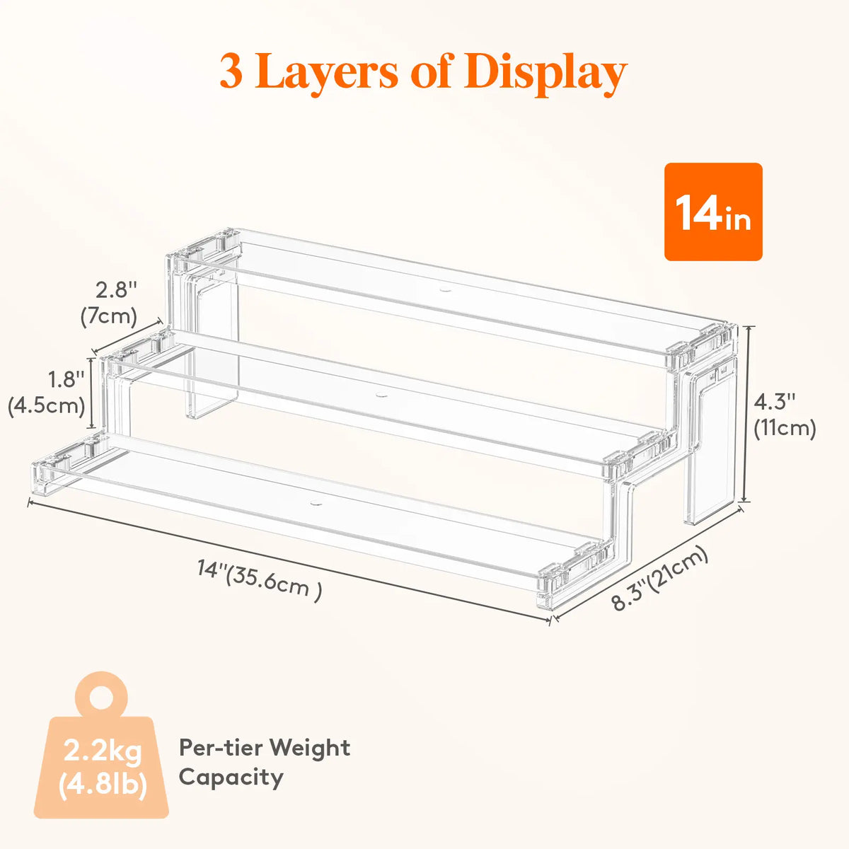 Lifewit 4-Layer Smooth Plastic Multifunctional Organizer Rack - Cosmetics, Spices & Fragrance Holder for Bathroom Counter, Bedroom Vanity & Dresser (Home Storage Solution), Cologne Stand Display, Rectangular