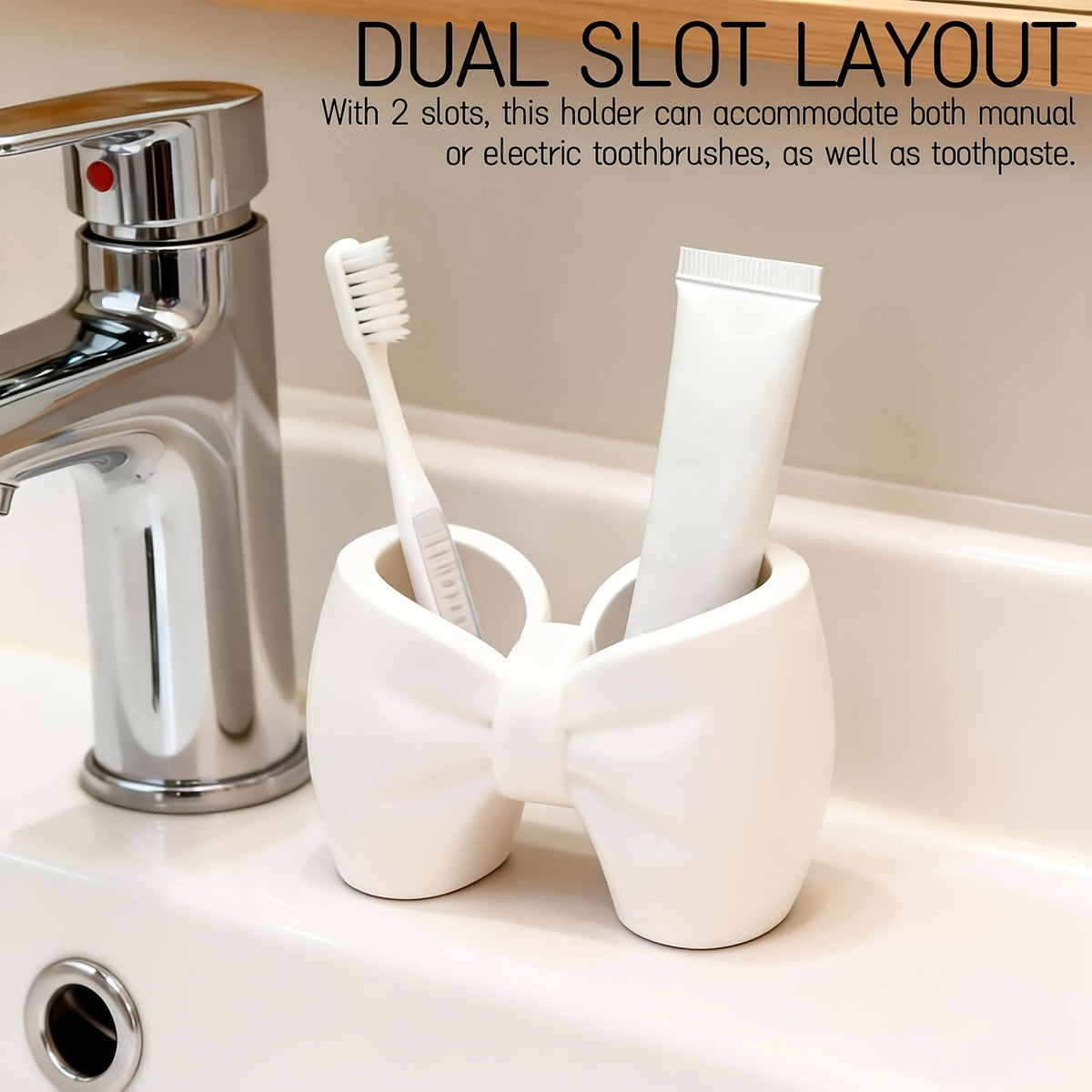Cosmetic Storage Box, Bow-Shaped Organizer, Toothbrush Holder, Suitable for Makeup Brushes, Eyebrow Pencils, Eyelash Brushes, Etc., Hair Accessory Storage, for Home Use