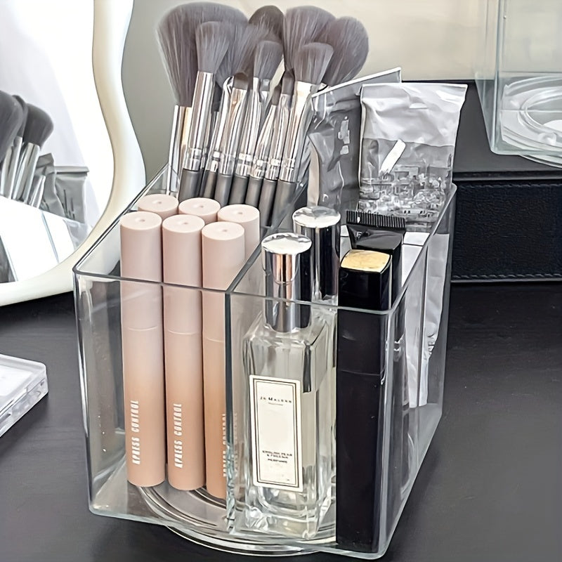 [Rotating Makeup Brush Bucket] 1pc storage for makeup, rotating makeup brush bucket, makeup storage box, pen holder, multifunctional desktop storage box, dressing table storage, desktop storage, stationery storage, office storage, bedroom storage, transpa