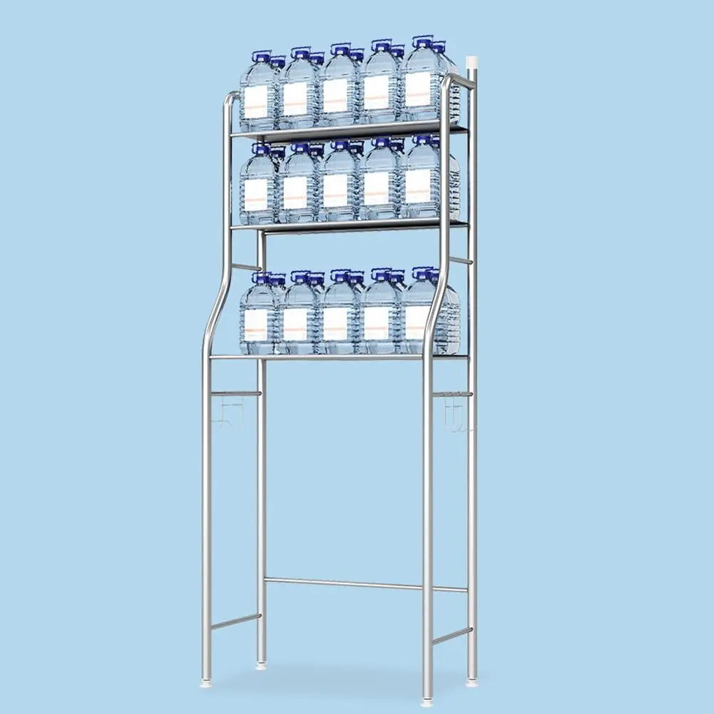 Space-Saving Over-the-Toilet Storage Rack, 3-Tier Freestanding Stainless Steel Bathroom Organizer with Detachable Towel Hooks & Toilet Paper Holder, Floor Standing Bathroom Shelving Unit for Small Bathrooms Laundry Restrooms, Black Finish