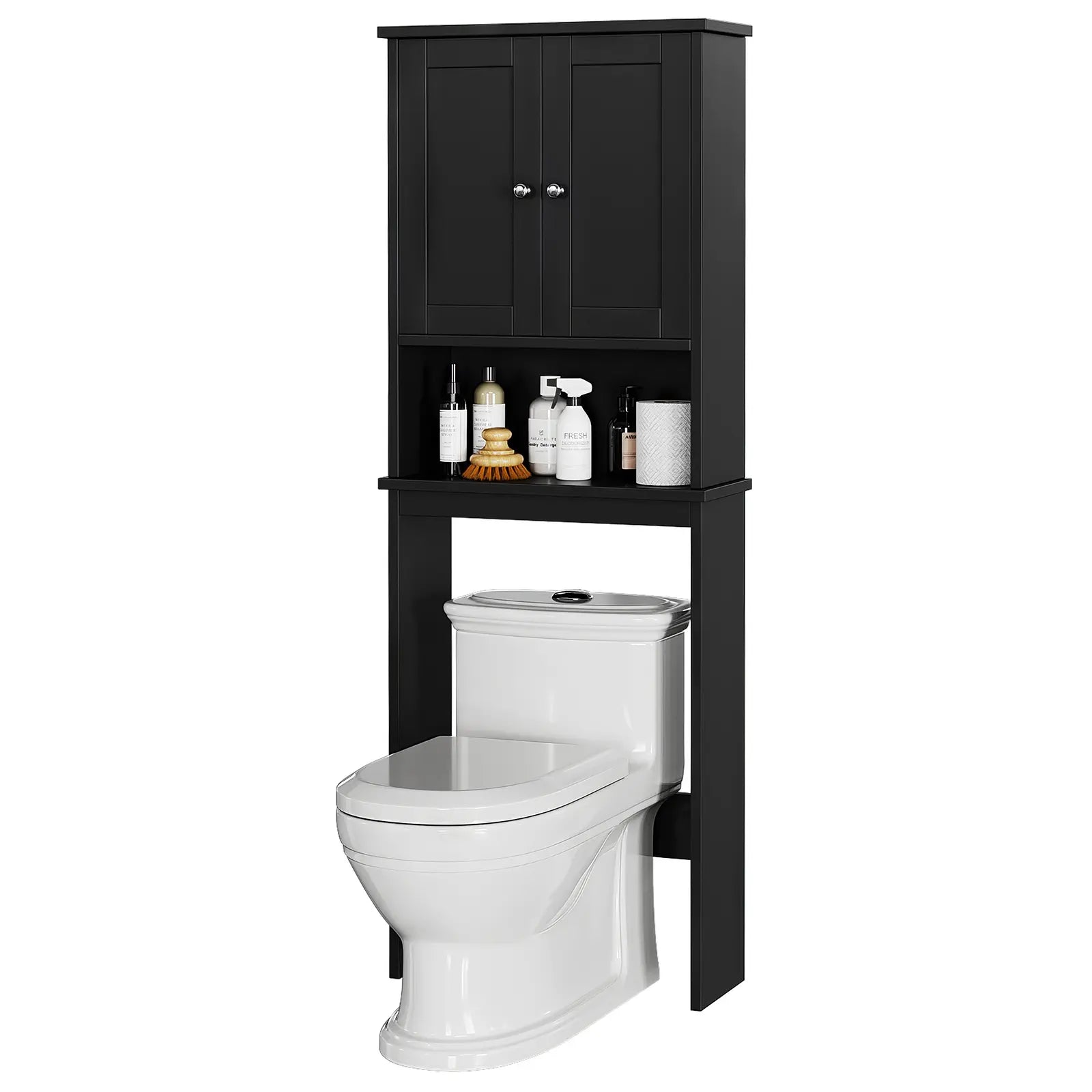 Walsunny Over The Toilet Storage Cabinet, Bathroom Shelf Organizer with Anti-Tip Device Small Freestanding Space Saver with Adjustable Decor Racks