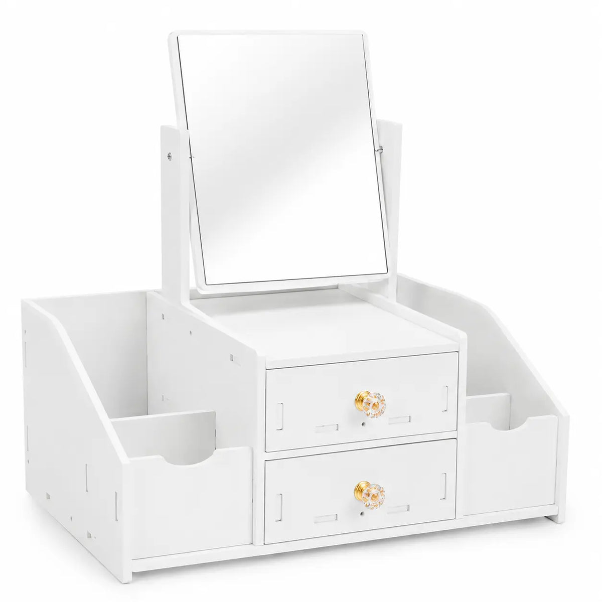 Makeup Organizer with Mirror and 2 Drawers, Desktop Vanity Storage Box with Multiple Compartments for Cosmetics, Skincare, Jewelry and Perfume