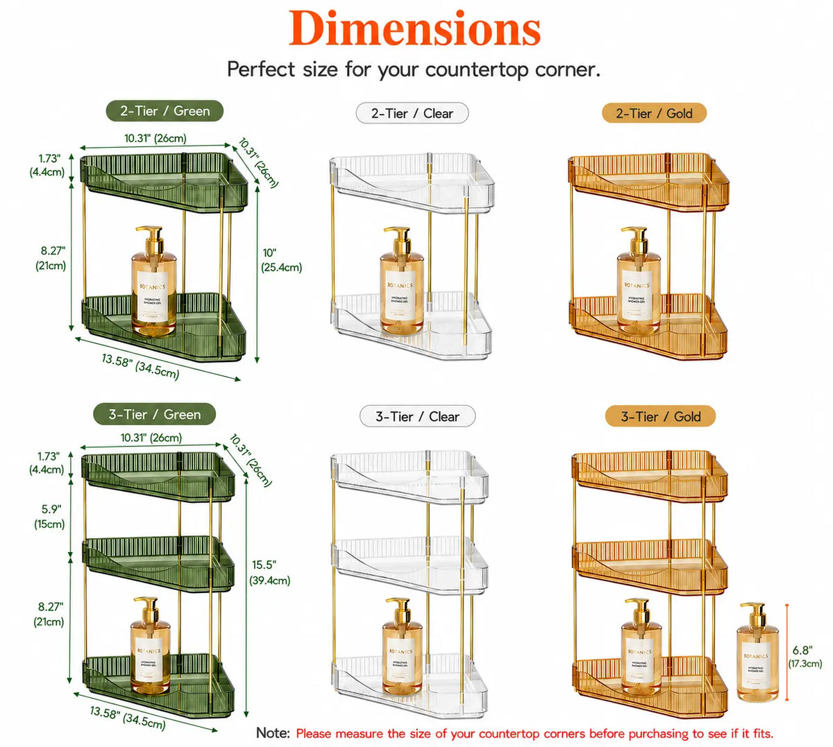Lifewit 2/3-Tier Adjustable Metal Bathroom Countertop Makeup Organizer - Large Capacity Storage Boxes & Bins with Perfume Tray, Cosmetic Skincare Shelf, Easy Installation, Vanity Organization, Diamond Room Decor Corner Stand for Bedroom Dresser