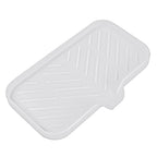 MicoYang Silicone Soap Dish with Drain Spout, Self-Draining Sink Organizer Tray for Bathroom and Kitchen, Sponges, Dispensers and Soap Holder, Non-Slip and Dishwasher Safe, Black (Compact, 4.9"×3.2")