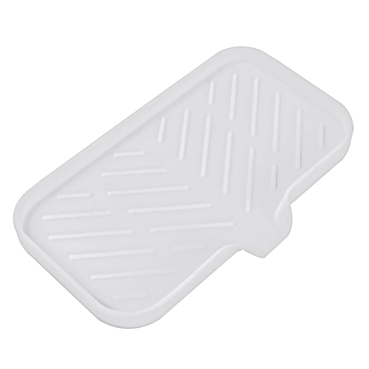 MicoYang Silicone Soap Dish with Drain Spout, Self-Draining Sink Organizer Tray for Bathroom and Kitchen, Sponges, Dispensers and Soap Holder, Non-Slip and Dishwasher Safe, Black (Compact, 4.9"×3.2")