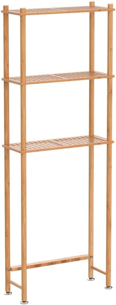 AmazerBath Bamboo Over The Toilet Storage Shelf, 3-Tier Bathroom Over Toilet Organizer Rack, Freestanding Above Toilet Shelf for Bathroom, Laundry, Space Saver, Natural Color