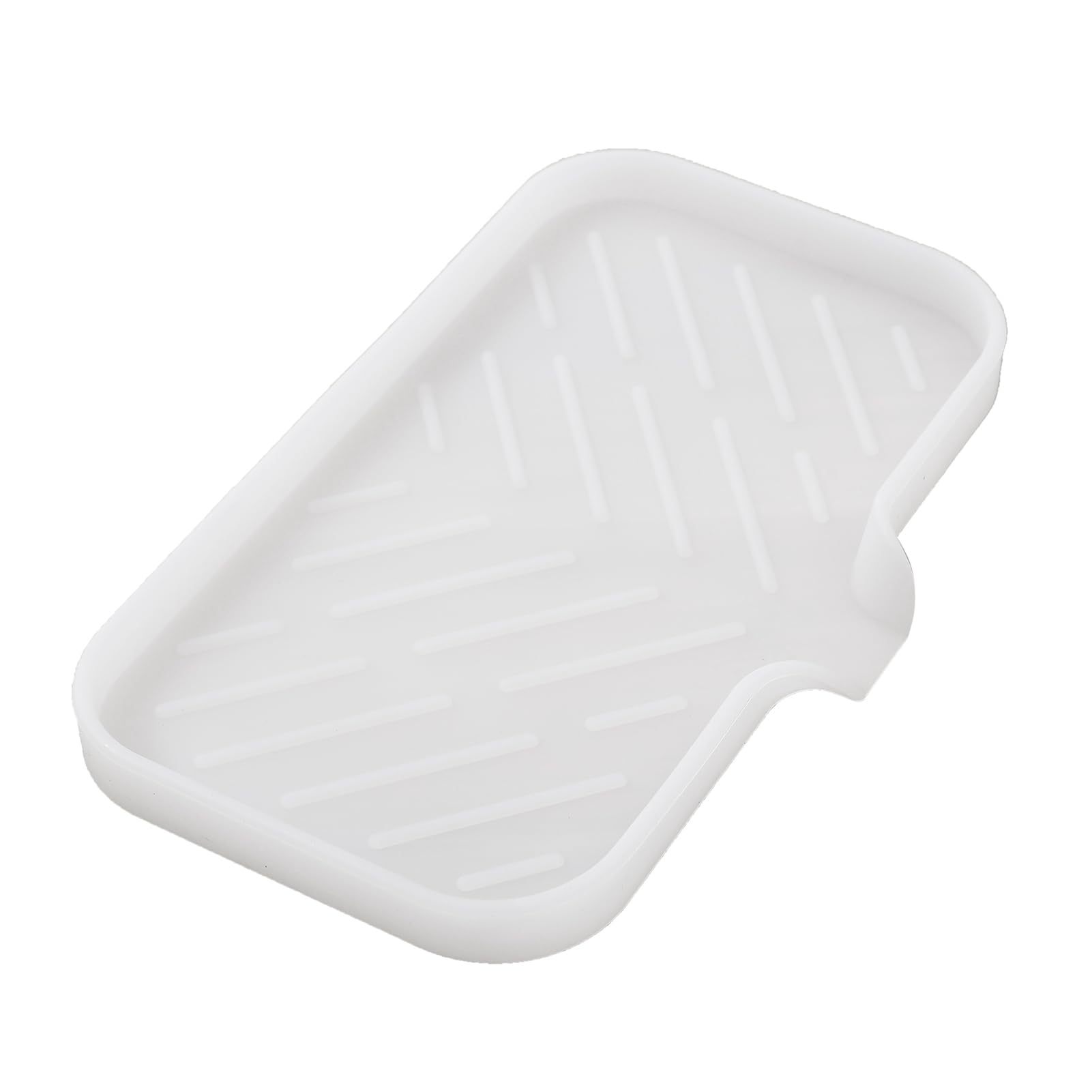 MicoYang Silicone Soap Dish with Drain Spout, Self-Draining Sink Organizer Tray for Bathroom and Kitchen, Sponges, Dispensers and Soap Holder, Non-Slip and Dishwasher Safe, Black (Compact, 4.9"×3.2")