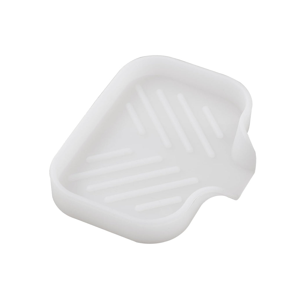 MicoYang Silicone Soap Dish with Drain Spout, Self-Draining Sink Organizer Tray for Bathroom and Kitchen, Sponges, Dispensers and Soap Holder, Non-Slip and Dishwasher Safe, Black (Compact, 4.9"×3.2")