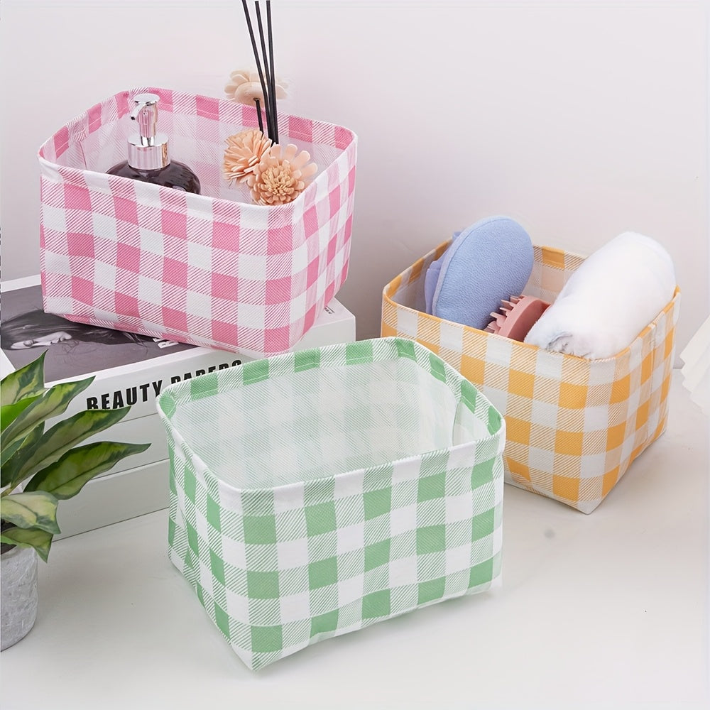 1pc Foldable Mini Non-woven Fabric Storage Basket- Wardrobe Organizer Closet Organizer, Versatile Storage Bin for Cosmetics, Stationery, Underwear, Socks - Perfect for Home, Dorm, Office Desk Organization | Bathroom Vanity Makeup Organizer