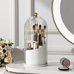 Makeup Brush Holder Organizer with Lid 360 Rotating Clear Dustproof Toothbrush and Toothpaste Holder Organizer Boxes Vanity Desktop Bathroom Countertop vanitydresser birthday Mother's day gifts Spring Gift SummerVibes
