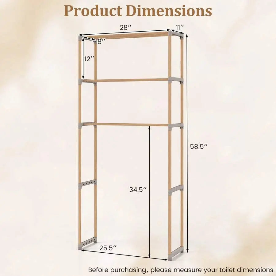 Over The Toilet Storage Rack 3-Tier Pine Wood Bathroom Organizer W/ Open Shelves,chabuildreark,farmhouse,coffee bar cabinet,lockable,,drawer,dresser,,unit,,jewelry,armoire,,tower,,cabinets,mirror,wooden,load,capacity,,hall,tree,,,,,,top,,sid,,living,decor