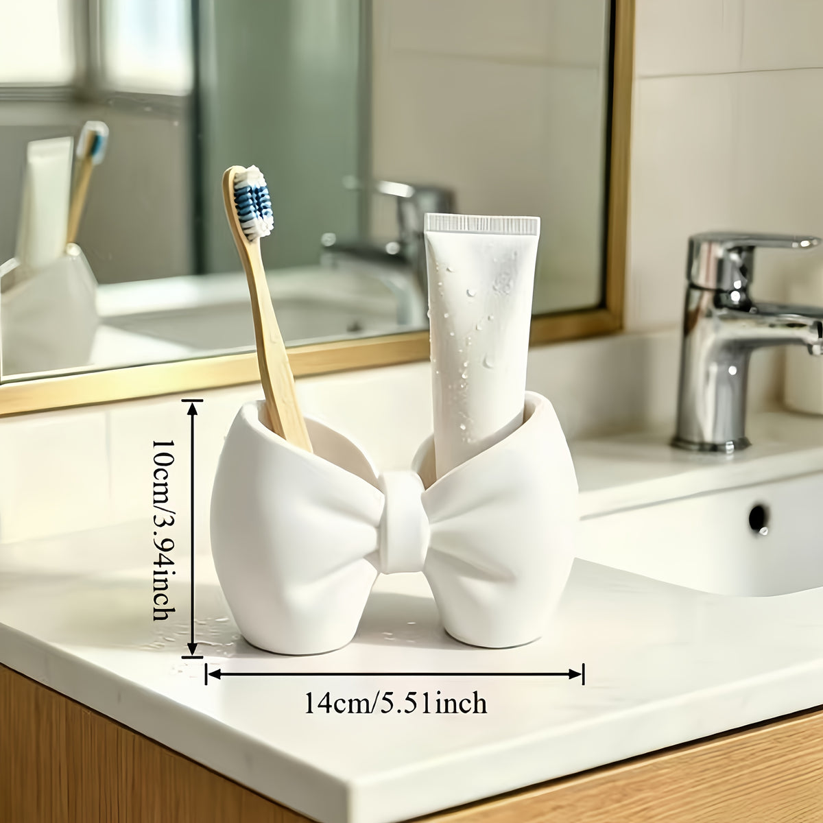 Cosmetic Storage Box, Bow-Shaped Organizer, Toothbrush Holder, Suitable for Makeup Brushes, Eyebrow Pencils, Eyelash Brushes, Etc., Hair Accessory Storage, for Home Use