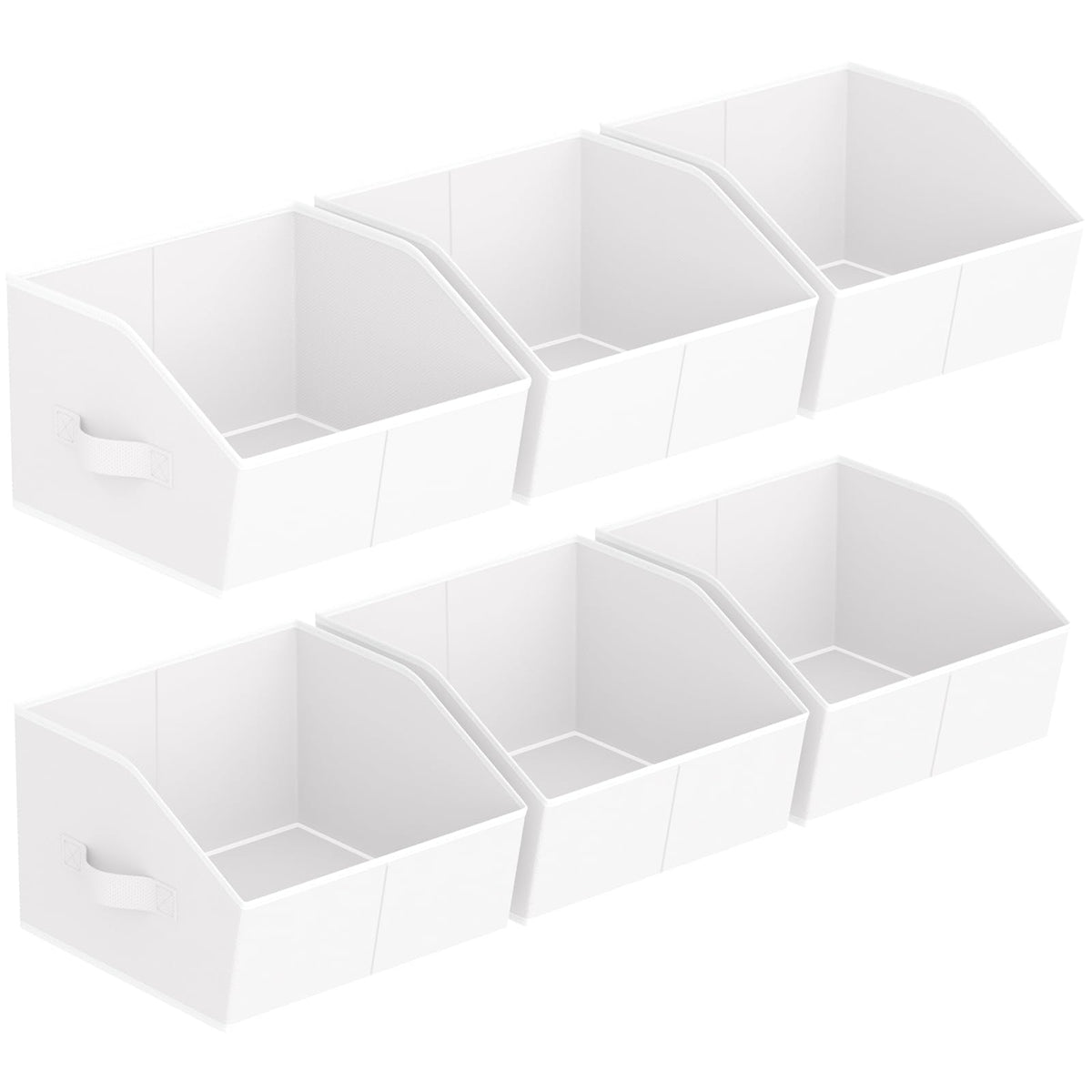 Homsorout Closet Organizers Bins 6 Packs - Large Closet Shelf Organizer with Handles, Fabric Trapezoid Storage Bins, Collapsible Storage Cubes for Clothes, Towels, Light Gray