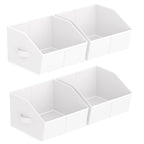 Homsorout Closet Organizers Bins 6 Packs - Large Closet Shelf Organizer with Handles, Fabric Trapezoid Storage Bins, Collapsible Storage Cubes for Clothes, Towels, Light Gray