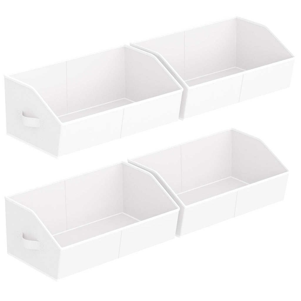 Homsorout Closet Organizers Bins 6 Packs - Large Closet Shelf Organizer with Handles, Fabric Trapezoid Storage Bins, Collapsible Storage Cubes for Clothes, Towels, Light Gray