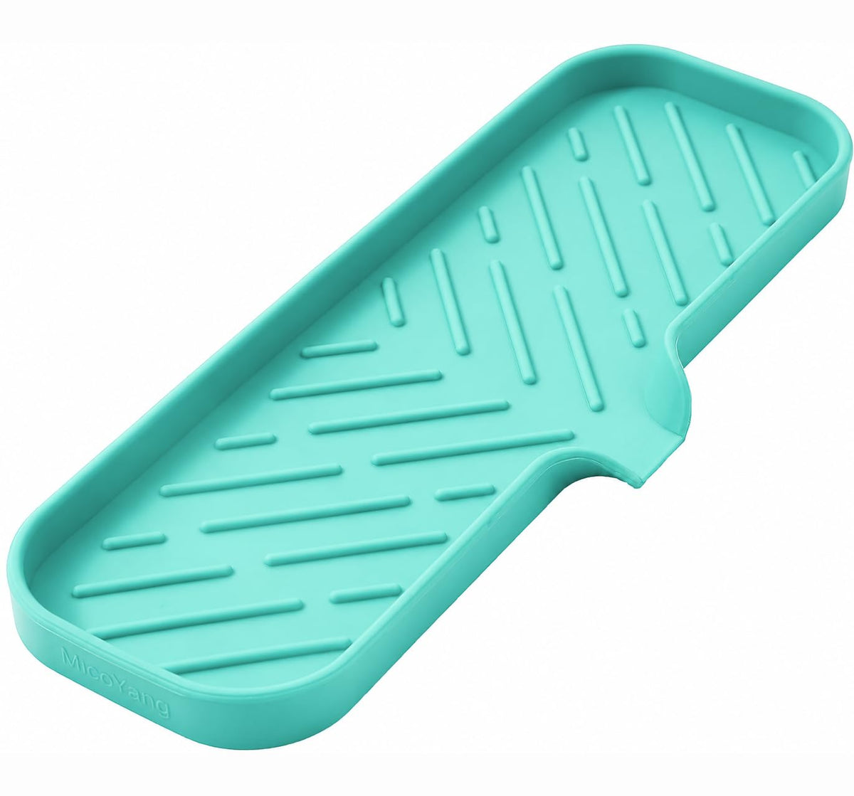 MicoYang Silicone Soap Dish with Drain Spout, Self-Draining Sink Organizer Tray for Bathroom and Kitchen, Sponges, Dispensers and Soap Holder, Non-Slip and Dishwasher Safe, Black (Compact, 4.9"×3.2")