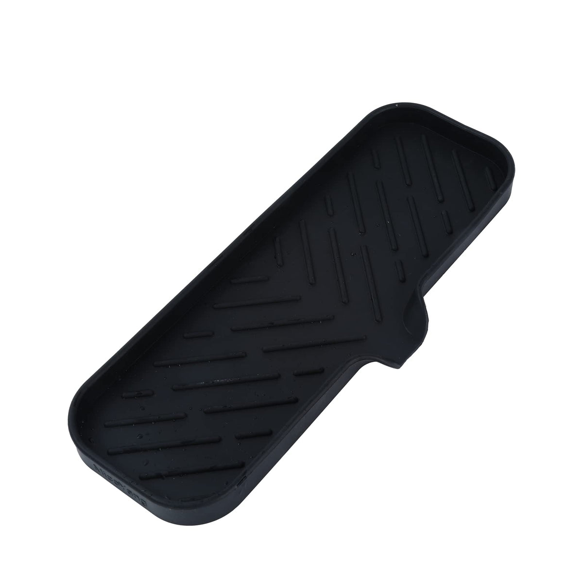 MicoYang Silicone Soap Dish with Drain Spout, Self-Draining Sink Organizer Tray for Bathroom and Kitchen, Sponges, Dispensers and Soap Holder, Non-Slip and Dishwasher Safe, Black (Compact, 4.9"×3.2")