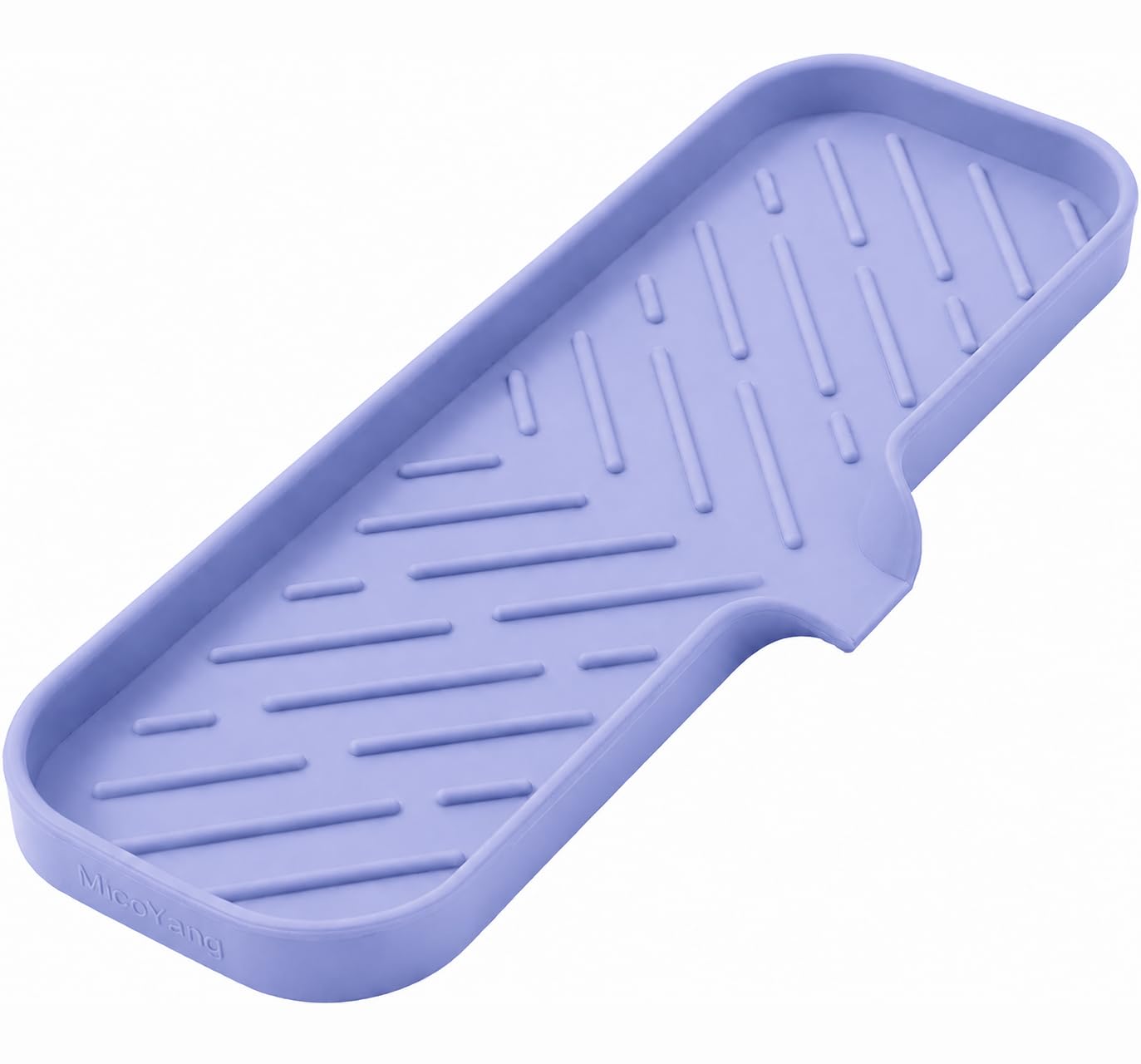 MicoYang Silicone Soap Dish with Drain Spout, Self-Draining Sink Organizer Tray for Bathroom and Kitchen, Sponges, Dispensers and Soap Holder, Non-Slip and Dishwasher Safe, Black (Compact, 4.9"×3.2")