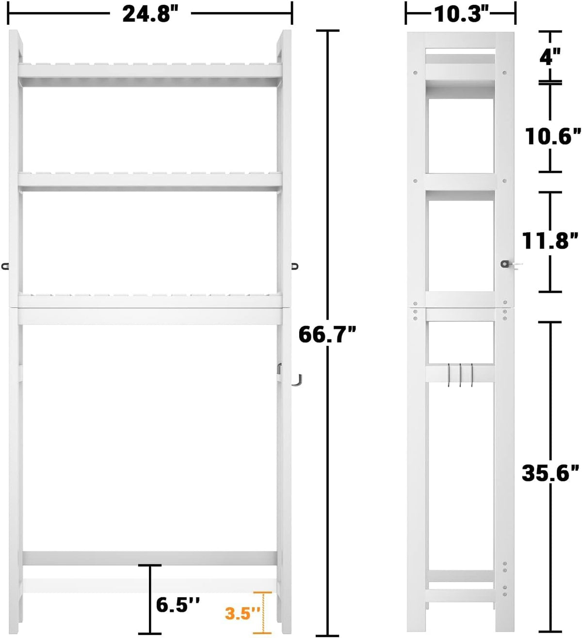 Homykic Over The Toilet Storage, 3-Tier Bamboo Bathroom Shelf, White