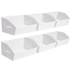 Homsorout Closet Organizers Bins 6 Packs - Large Closet Shelf Organizer with Handles, Fabric Trapezoid Storage Bins, Collapsible Storage Cubes for Clothes, Towels, Light Gray
