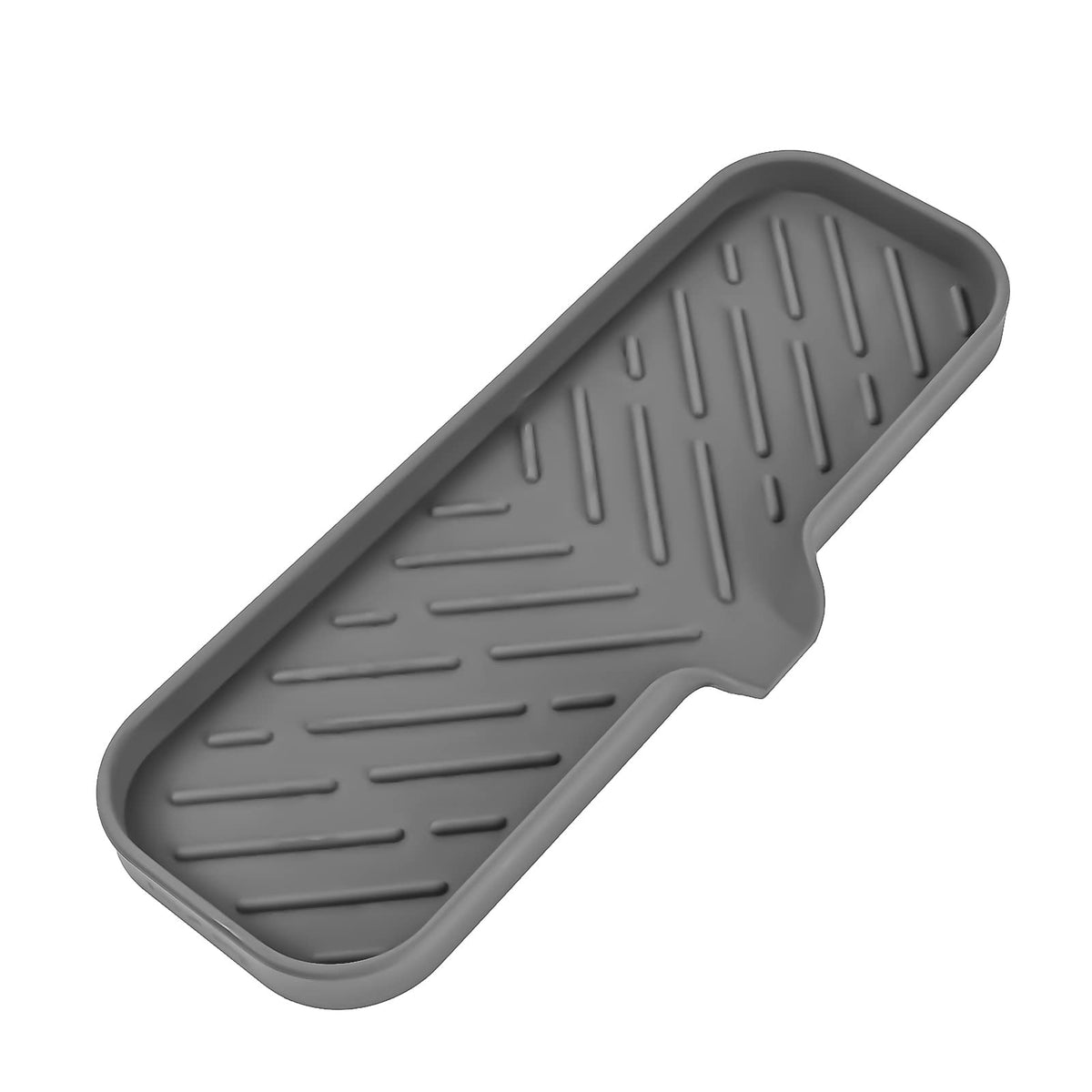 MicoYang Silicone Soap Dish with Drain Spout, Self-Draining Sink Organizer Tray for Bathroom and Kitchen, Sponges, Dispensers and Soap Holder, Non-Slip and Dishwasher Safe, Black (Compact, 4.9"×3.2")