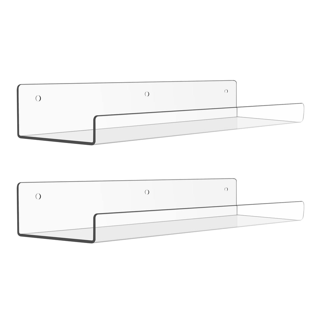 upsimples 4 Pcs 15" Acrylic Shelves for Wall Storage and Organizer, Clear