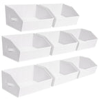 Homsorout Closet Organizers Bins 6 Packs - Large Closet Shelf Organizer with Handles, Fabric Trapezoid Storage Bins, Collapsible Storage Cubes for Clothes, Towels, Light Gray