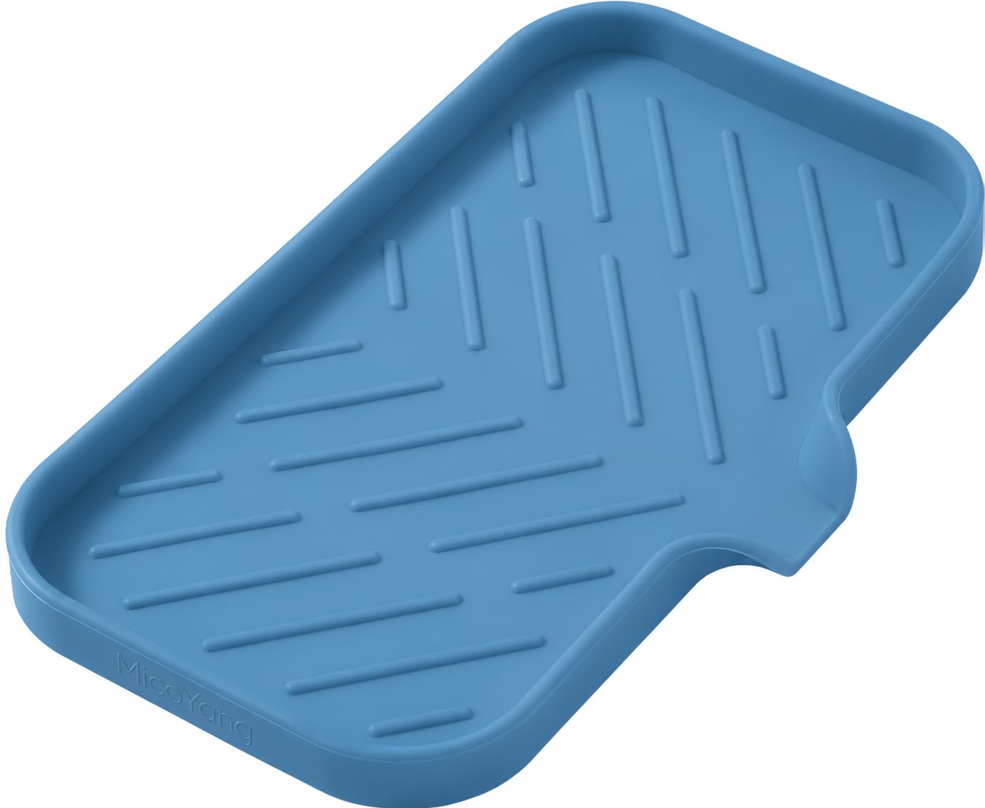 MicoYang Silicone Soap Dish with Drain Spout, Self-Draining Sink Organizer Tray for Bathroom and Kitchen, Sponges, Dispensers and Soap Holder, Non-Slip and Dishwasher Safe, Black (Compact, 4.9"×3.2")