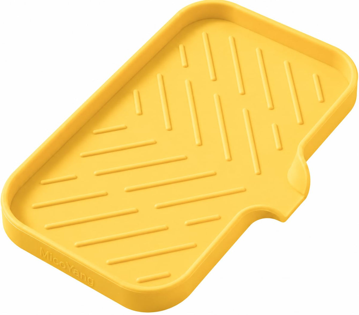 MicoYang Silicone Soap Dish with Drain Spout, Self-Draining Sink Organizer Tray for Bathroom and Kitchen, Sponges, Dispensers and Soap Holder, Non-Slip and Dishwasher Safe, Black (Compact, 4.9"×3.2")
