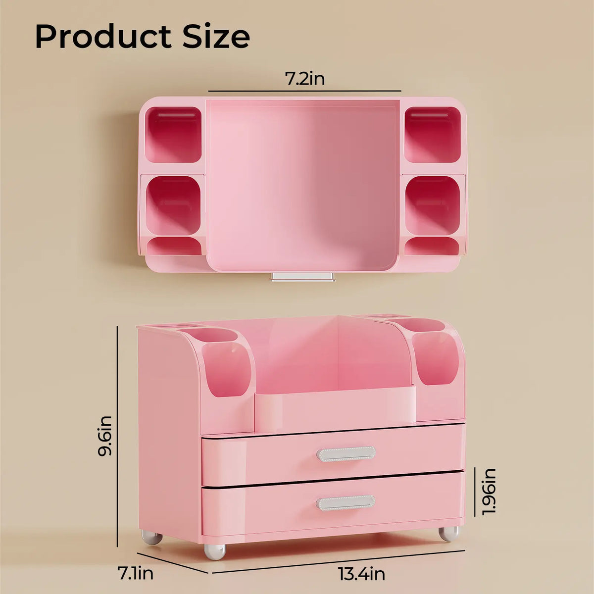 Makeup Organizer for Vanity with 2 Large Drawers, Cosmetic Display Case with Brush Holders, Easy to Storage for Bathroom Countertop Skincare, Desk Office Supplies,dorm essentials,home decor,dorm room inspo,college dorm essentials,dorm haul