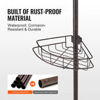 【summerfinds】VEVOR Rust-Proof Stainless Steel Shower Corner Caddy Tension Pole, 56"-114" High, No-Installation Bathroom Shower Organizer, Father's Day Gift