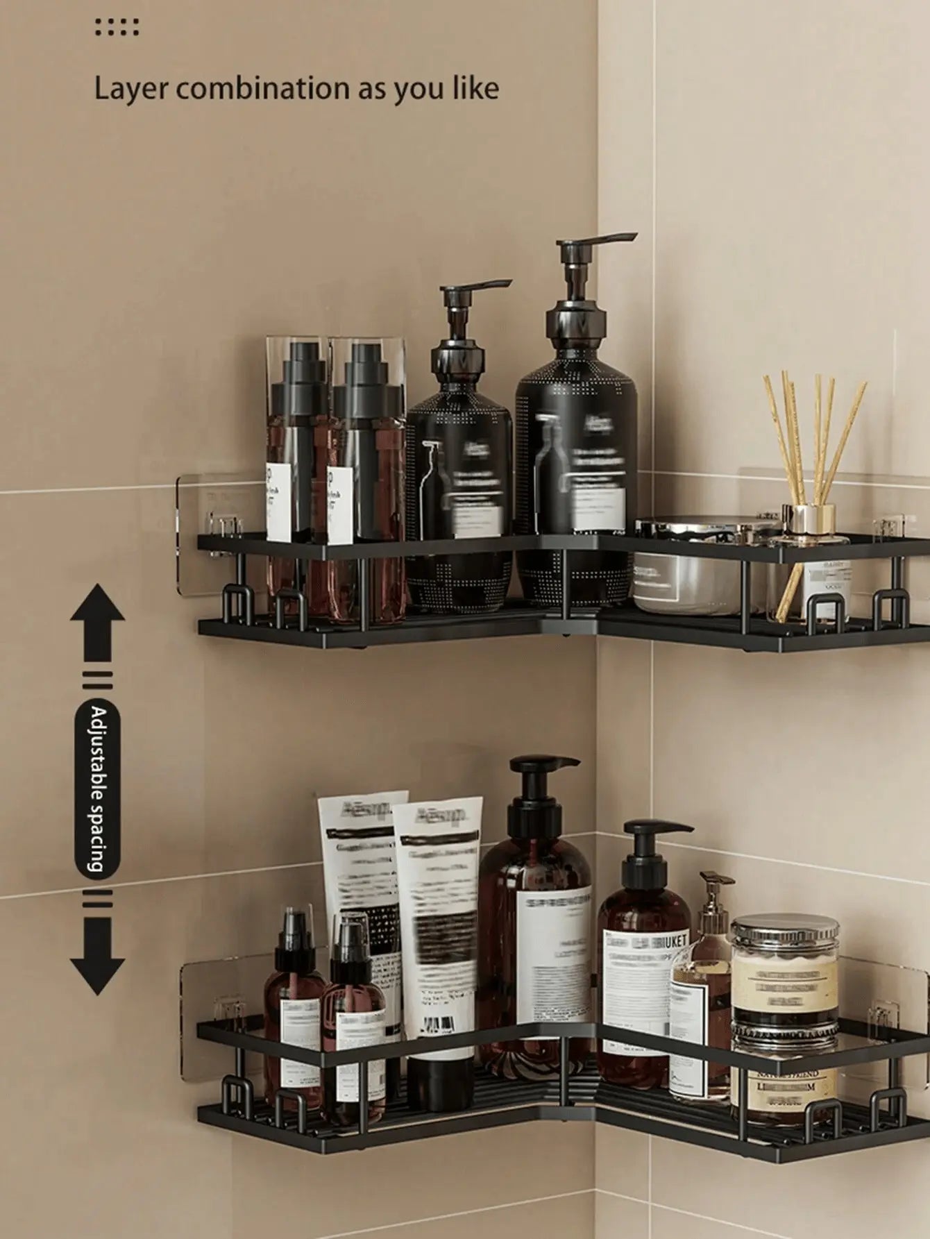 3/5 Pack Bathroom Accessory Set, 2 Stainless Steel Shower Shelves, 1 Soap Holder, Durable Adhesive Shower Organizer with Hooks, Tool-Free Installation Corner Rack, Rustproof Wall-Mounted Storage Organization