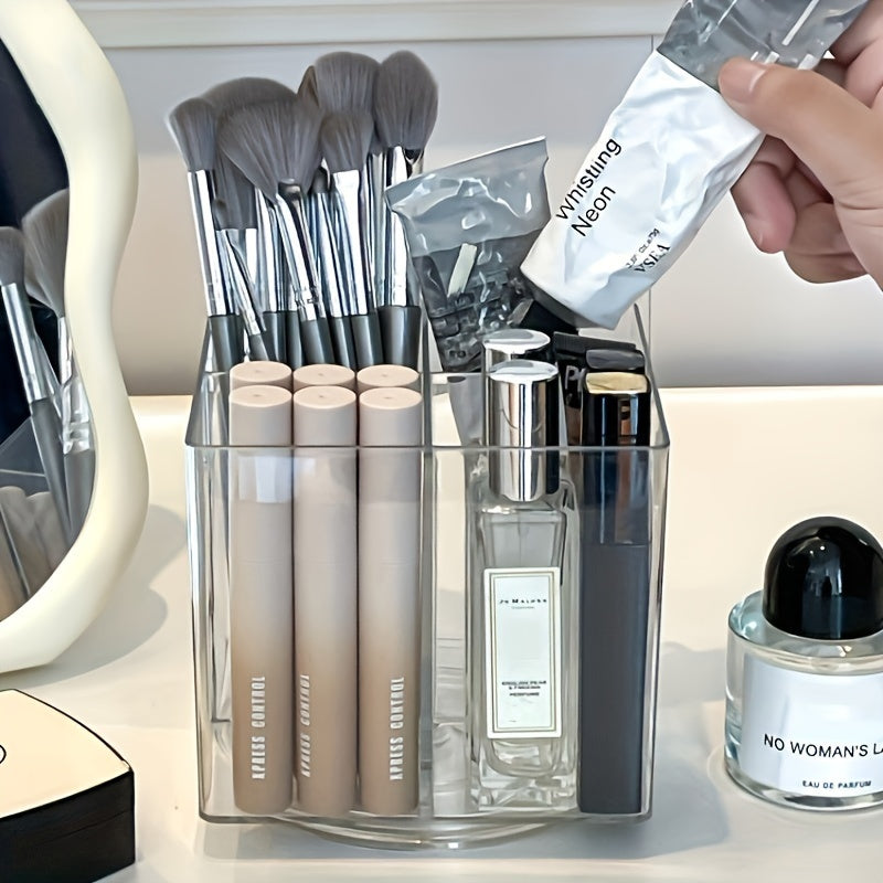 [Rotating Makeup Brush Bucket] 1pc storage for makeup, rotating makeup brush bucket, makeup storage box, pen holder, multifunctional desktop storage box, dressing table storage, desktop storage, stationery storage, office storage, bedroom storage, transpa