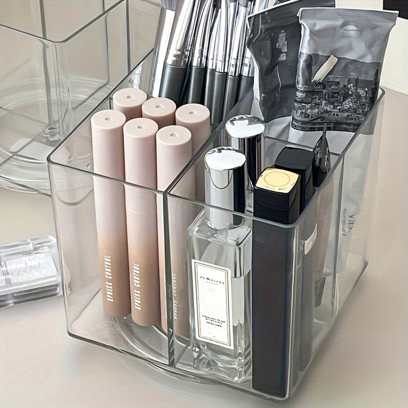 [Rotating Makeup Brush Bucket] 1pc storage for makeup, rotating makeup brush bucket, makeup storage box, pen holder, multifunctional desktop storage box, dressing table storage, desktop storage, stationery storage, office storage, bedroom storage, transpa