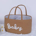 Three-Tier Letter Design Storage Basket, Portable Baby Organizer, Large Capacity Holder for Bottles & Diapers, Home Bathroom Living Room Use