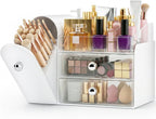 Makeup Organizer Countertop with Makeup Brush Holder,White