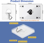 Adhesive Wall Hooks No Drill Clear Heavy Duty, 13LB Sticky 12 Pack