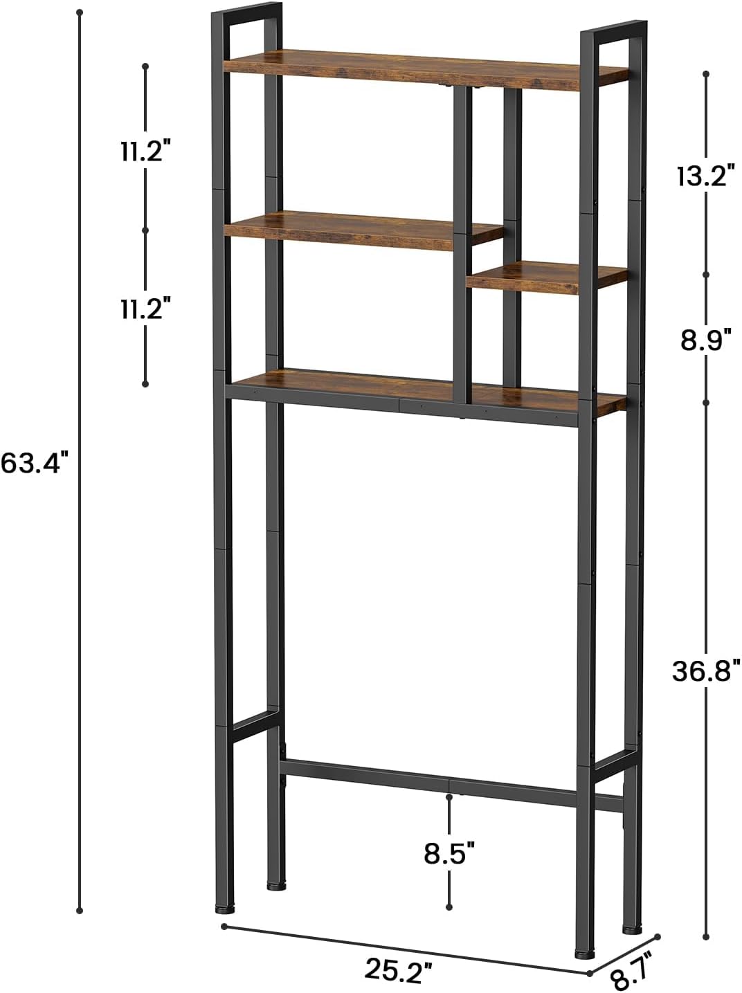 Asgolion Over-The-Toilet Storage Rack, 3-Tier Bathroom Shelves Over Toilet