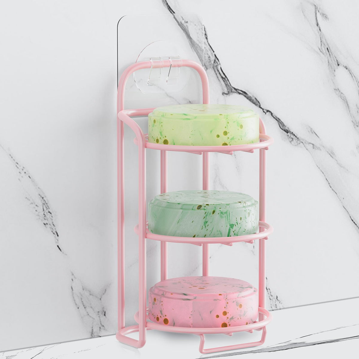 Yoshiky 3-Tier Shower Soap Shampoo Bar Holder, Self Adhesive & Freestanding Draining Bathroom Soap Dish Caddy for Bathroom Wall Accesories Decor