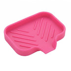 MicoYang Silicone Soap Dish with Drain Spout, Self-Draining Sink Organizer Tray for Bathroom and Kitchen, Sponges, Dispensers and Soap Holder, Non-Slip and Dishwasher Safe, Black (Compact, 4.9"×3.2")