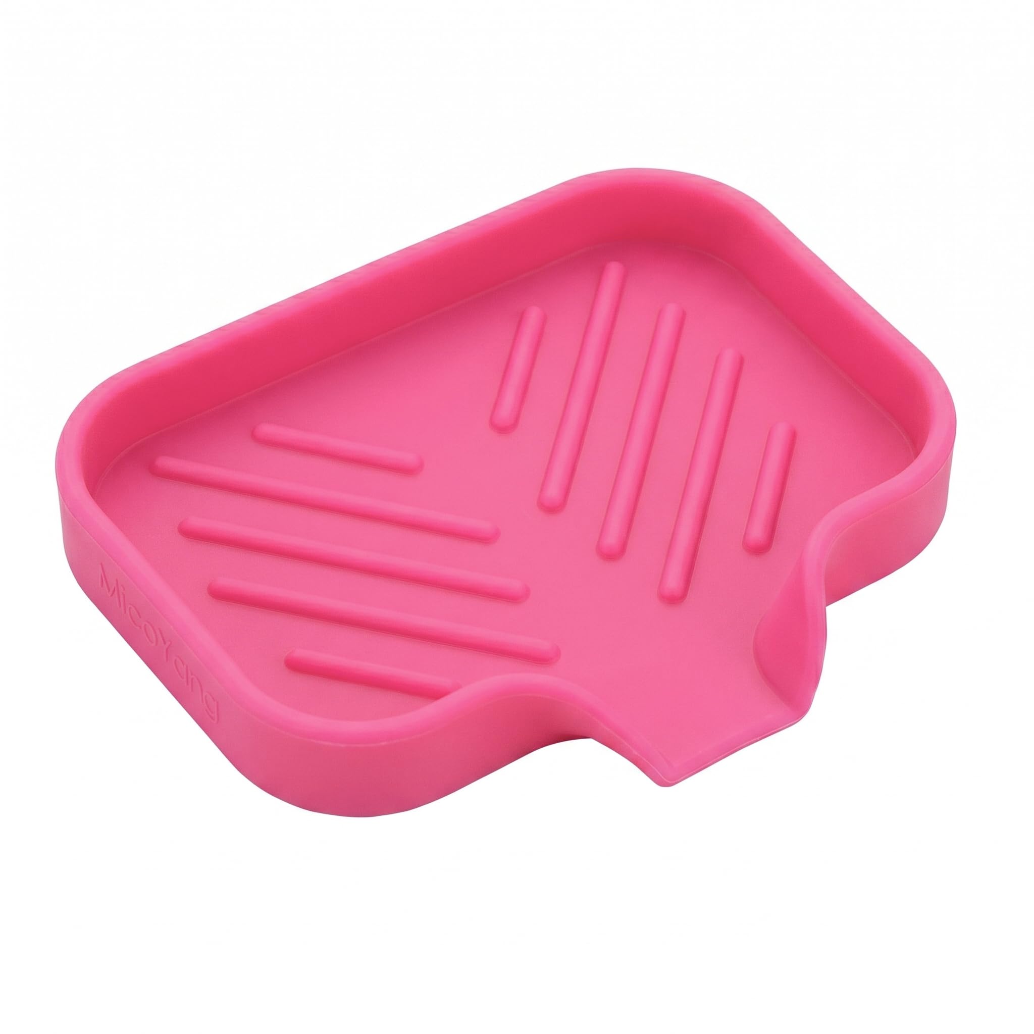 MicoYang Silicone Soap Dish with Drain Spout, Self-Draining Sink Organizer Tray for Bathroom and Kitchen, Sponges, Dispensers and Soap Holder, Non-Slip and Dishwasher Safe, Black (Compact, 4.9"×3.2")